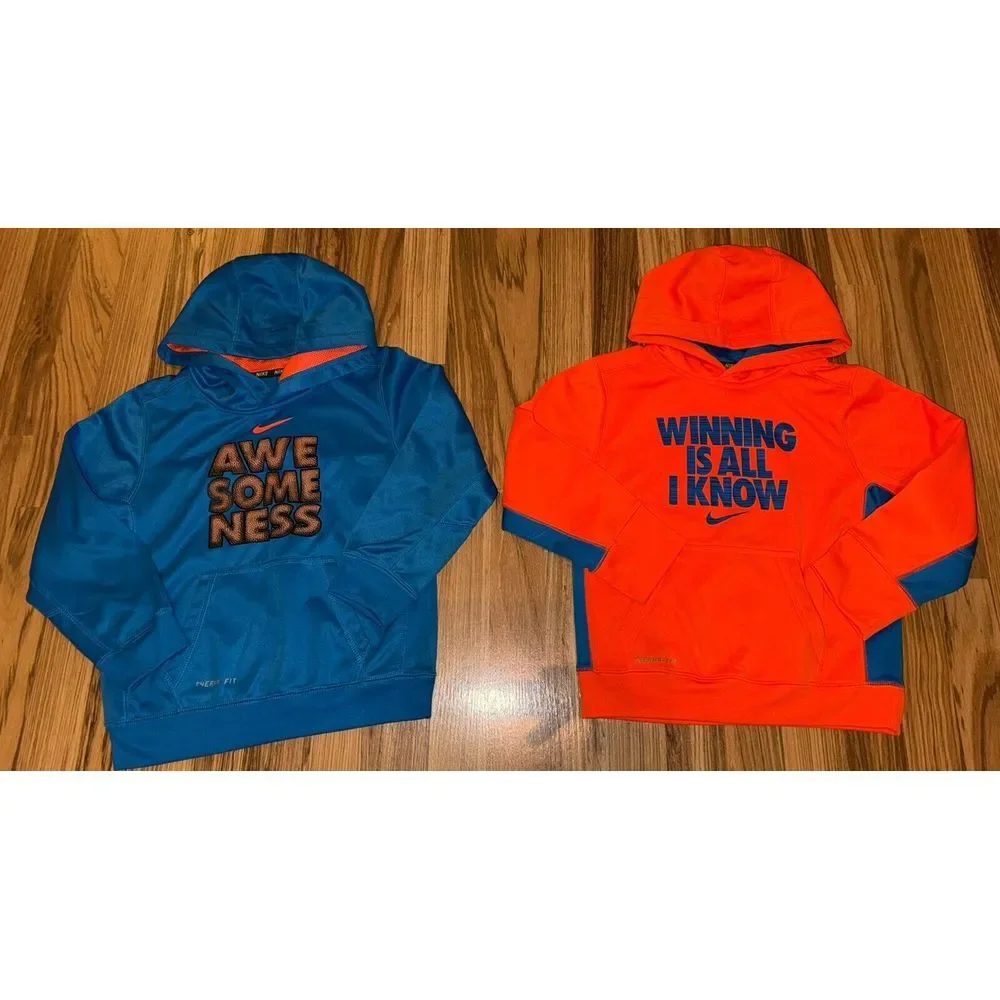 Nike Hoodie Hooded Sweatshirt Dri-fit Boys Sz 7 Lot Of 2 EUC Therma‎